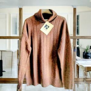 XS Oversize🍂Frank&Oak Wool Blend Brown Ribbed Turtleneck Sweater